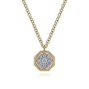 Gabriel & Co. NK5946Y45JJ 14K Yellow Gold Octagonal Pavé Diamond Pendant Necklace
