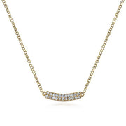 Gabriel & Co. NK5989Y45JJ 14K Yellow Gold Curved Pavé Diamond Bar Necklace
