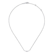 Gabriel & Co. NK6111W45JJ 14K White Gold Curved Bar Necklace with Diamond Stations