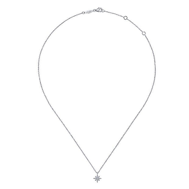 Gabriel & Co. NK6126W45JJ 14K White Gold Diamond Pavé Star Pendant Necklace