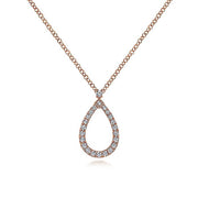 Gabriel & Co. NK6134K45JJ 14K Rose Gold Teardrop Diamond Pendant Necklace