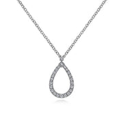 Gabriel & Co. NK6134W45JJ 14K White Gold Teardrop Diamond Pendant Necklace