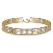 Gabriel & Co. NK6209Y45JJ 14K Yellow Gold Wide Diamond Station Choker Necklace with Bujukan Beads