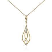 Gabriel & Co. NK6346Y45JJ 14K Yellow Gold Open Teardrop Pendant Necklace with Diamond Accents