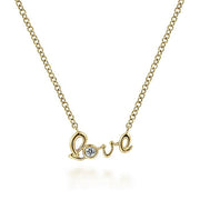 Gabriel & Co. NK6406Y45JJ 14K Yellow Gold Love Pendant Necklace with Diamond Accent