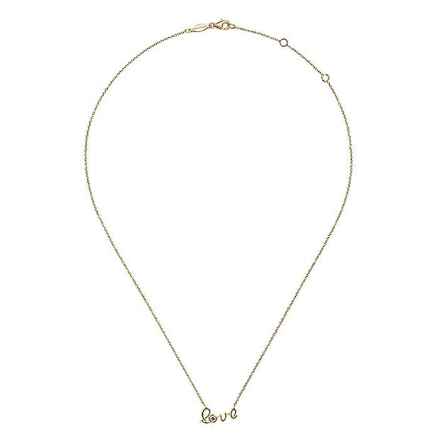 Gabriel & Co. NK6406Y45JJ 14K Yellow Gold Love Pendant Necklace with Diamond Accent