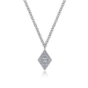 Gabriel & Co. NK6415W45JJ 14K White Gold Pavé Diamond Pendant Necklace