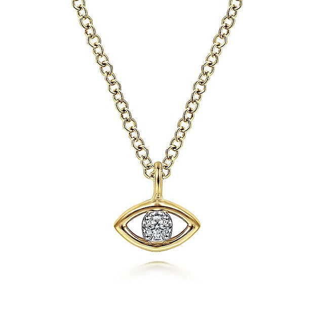 Gabriel & Co. NK6433M45JJ 14K Yellow-White Gold Diamond Eye Pendant Necklace