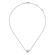 Gabriel & Co. NK6439W45PL 14K White Gold Pearl and Diamond Necklace