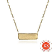 Gabriel & Co. NK6467Y4JJJ 14K Yellow Gold Rectangular ID Pendant Necklace with Twisted Rope Frame