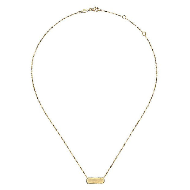 Gabriel & Co. NK6467Y4JJJ 14K Yellow Gold Rectangular ID Pendant Necklace with Twisted Rope Frame