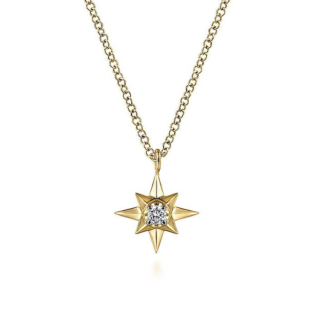 Gabriel & Co. NK6484Y45JJ 14K Yellow Gold Diamond Star Pendant Necklace