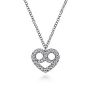 Gabriel & Co. NK6488W45JJ 14K White Gold Diamond Pavé Pretzel Heart Pendant Necklace