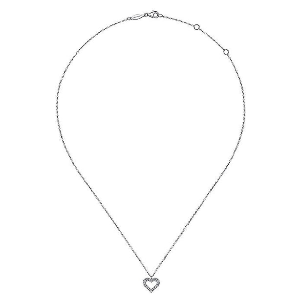 Gabriel & Co. NK6489W45JJ 14K White Gold Diamond Heart Pendant Necklace