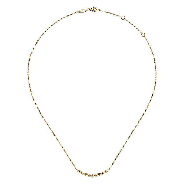 Gabriel & Co. NK6552Y4JJJ 14K Yellow Gold Beaded Curved Bar Necklace