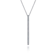 Gabriel & Co. NK6581W45JJ 14K White Gold Diamond Pavé Bar Pendant Necklace