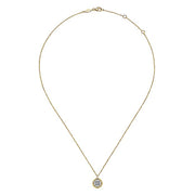 Gabriel & Co. NK6615Y45JJ 14K Yellow Gold Round Pavé Diamond Floating Pendant Necklace with Wide Border