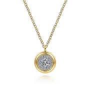 Gabriel & Co. NK6617Y45JJ 14K Yellow Gold Round Diamond Halo Pendant Necklace with Bezel Frame