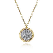 Gabriel & Co. NK6623Y45JJ 14K Yellow Gold Diamond Pave' twisted Rope Halo Necklace