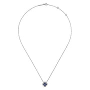 Gabriel & Co. NK6630W45SA 14K White Gold Diamond & Sapphire Pendant Necklace