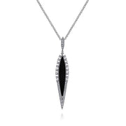 Gabriel & Co. NK6651W45OX 14K White Gold Diamond and Onyx Pendant Necklace