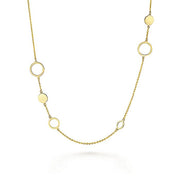 Gabriel & Co. NK6720Y4JJJ 32 Inch 14K Yellow Gold Circle and Disc Station Necklace