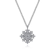 Gabriel & Co. NK6738W45JJ 14K White Gold Diamond Snowflake Pendant Necklace