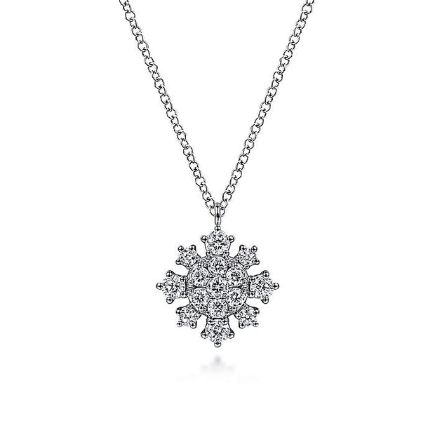 Gabriel & Co. NK6738W45JJ 14K White Gold Diamond Snowflake Pendant Necklace