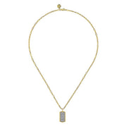 Gabriel & Co. NK6842-18Y45JJ 18 inch 14K Yellow Gold Diamond Pave' Dog Tag Hollow Chain Necklace