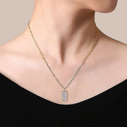 Gabriel & Co. NK6842-18Y45JJ 18 inch 14K Yellow Gold Diamond Pave' Dog Tag Hollow Chain Necklace