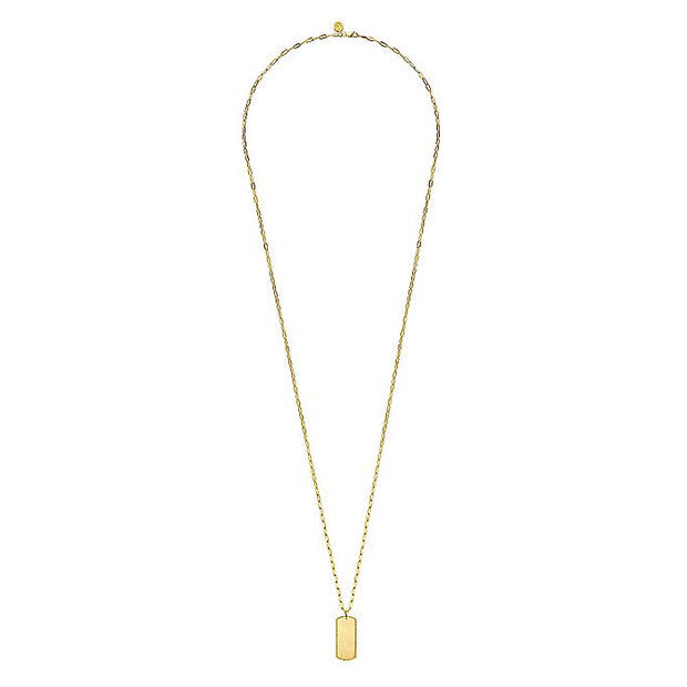 Gabriel & Co. NK6844-32Y4JJJ 32 inch 14K Yellow Gold ID Pendant Hollow Chain Necklace