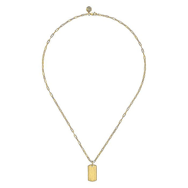 Gabriel & Co. NK6845-18Y4JJJ 18 Inch 14K Yellow Gold Dog Tag Pendant Hollow Chain Necklace