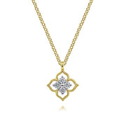 Gabriel & Co. NK6868Y45JJ 14K Yellow Gold Floral Diamond  Pendant Necklace