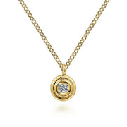 Gabriel & Co. NK6872Y45JJ 14K Yellow Gold Round Diamond Pendant Necklace