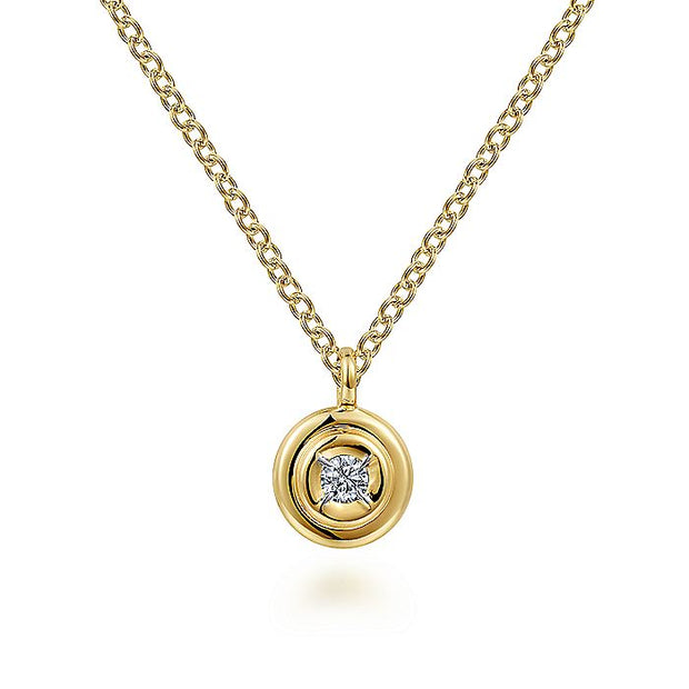 Gabriel & Co. NK6872Y45JJ 14K Yellow Gold Round Diamond Pendant Necklace