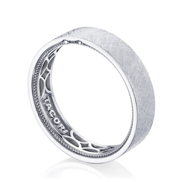 Criss-cross Brush Finish Wedding Band
